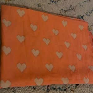 Coral Pink with cream Heart Patterned Scarf